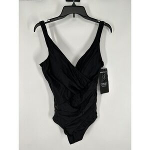 Miraclesuit Must Haves Oceanus Swimsuit Women's Size 16 Black One Piece 6516688